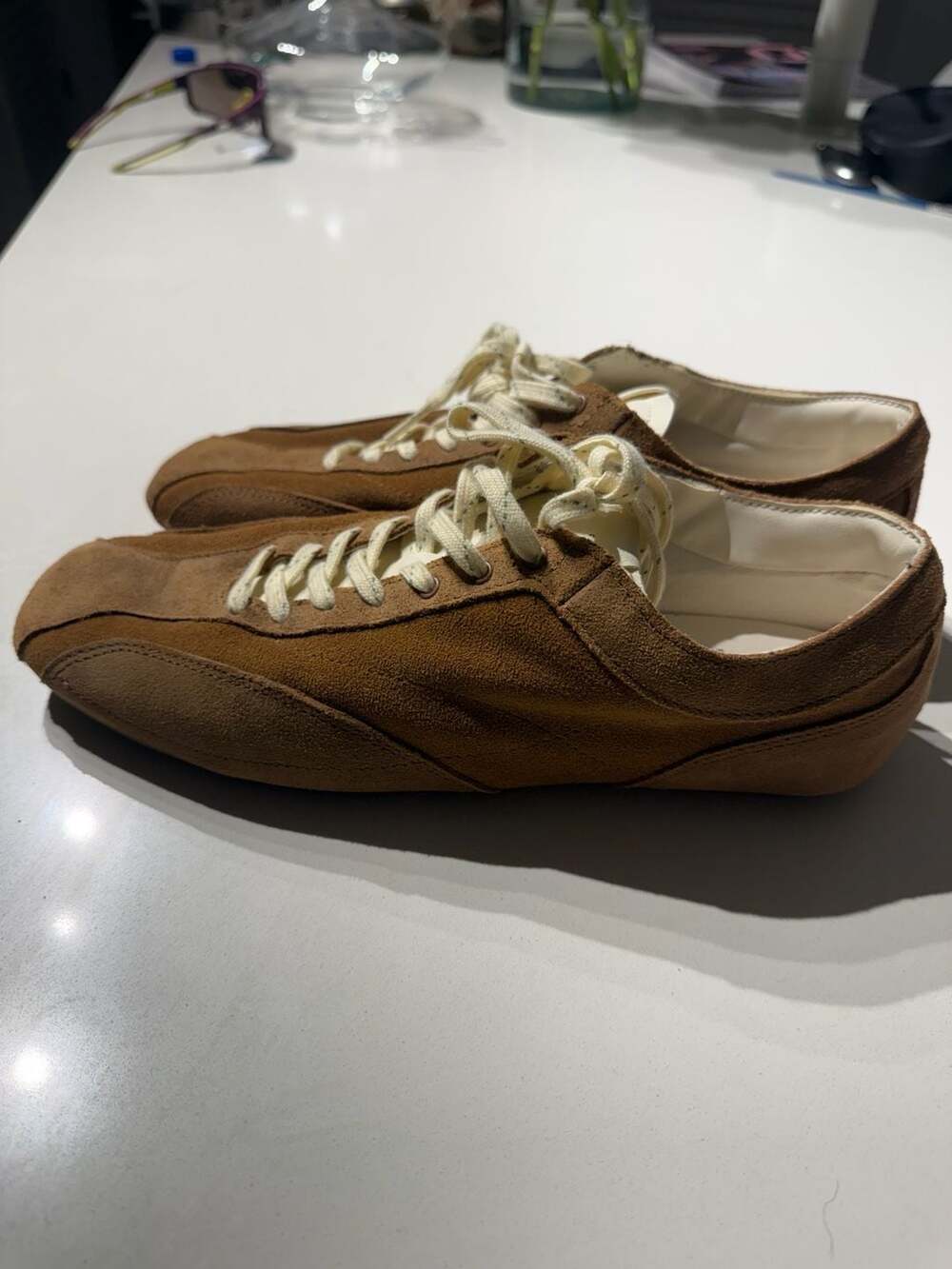 Zara Brown Suede Lace-Up Sneakers Size 41